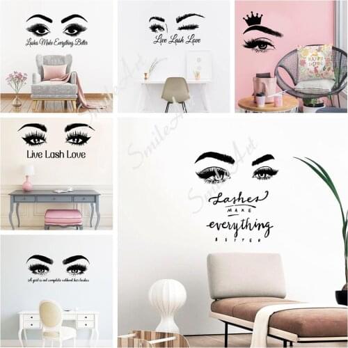 Beauty Eyelash Decal Removable Vinyl Mural Poster Living Room Bedroom Vinyl Mural Decal