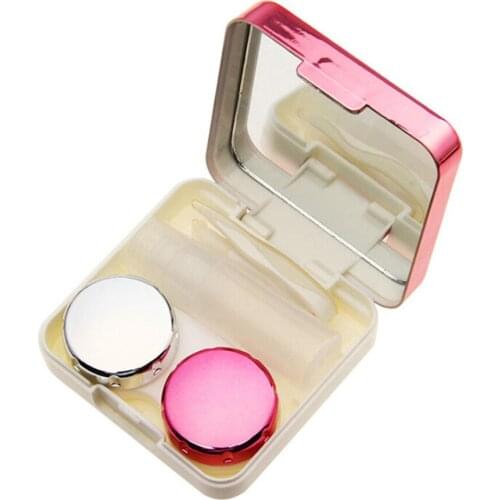 High Quality Reflective Cover Contact Lens Case with Mirror Container Cute Lovely Travel Kit Box