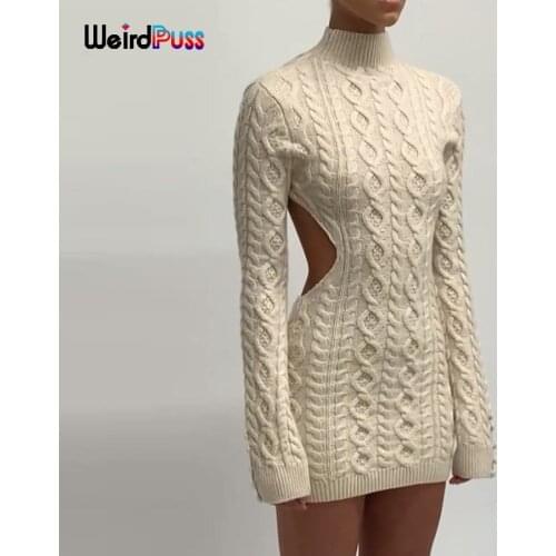 Модные вязаные платья WEIRD PUSS China At AliExpress