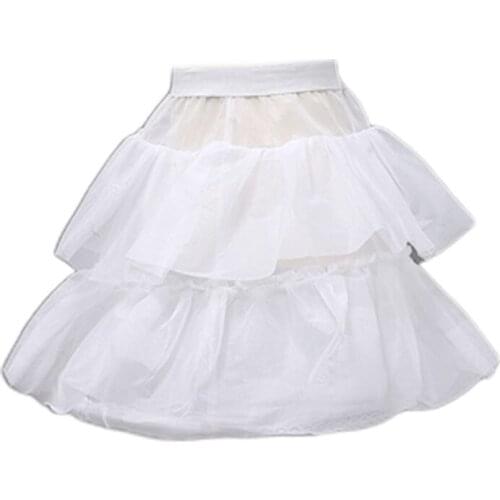 Flower Girls Petticoat Skirt Single Hoop Double Layer Ruffles Wedding Underskirt