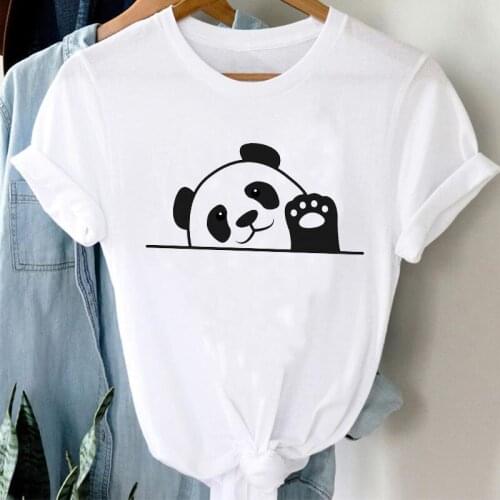 Fashion Cute Panda Bear Cartoon Print T shirt Women Casual Female T-Shirt O-Neck Short Sleeve Tee Top Woman T Shirts