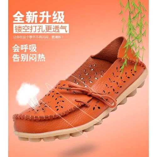 Hot 2021 Summer New Genuine Leather Shoes Women Flats Moccasins Womens Casual Ballet Shoes Women Mother Loafers Big Size 34-44