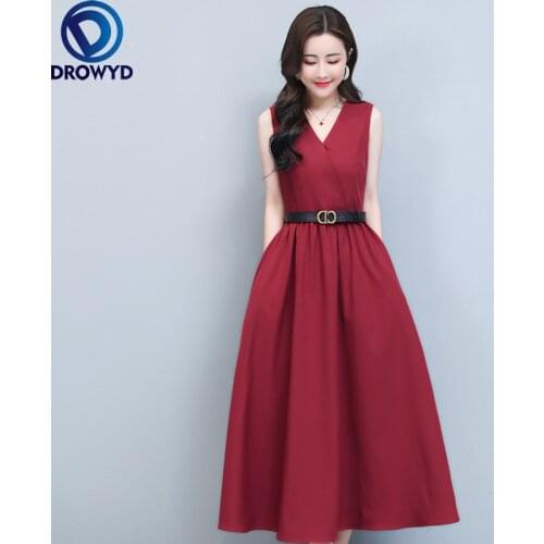 2021 Summer Sexy Beach Dress Fashion Popular Sleeveless V-neck Polyester Solid Color Women New Party Dress Eleganr Chic Vestidos