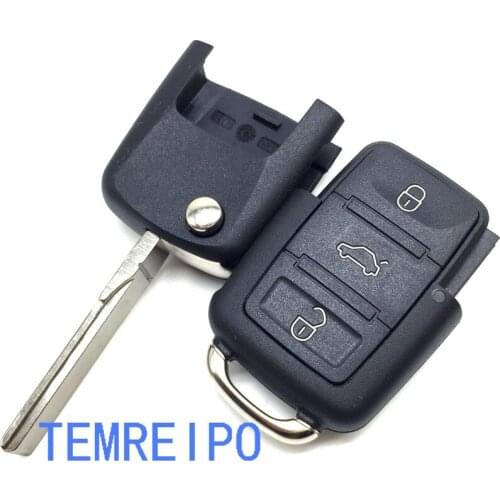 10pcs/lot Folding Car RemoteFilp Flip Key Shell Case Fob For Vol kswagen Jet ta Golf Passat Beetle Polo Bora 3 Buttons