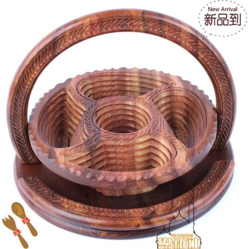 Pakistan wood carving art 12 inch five handmade basket basket pit