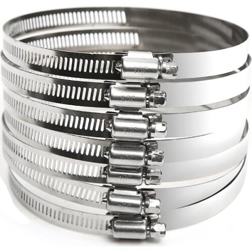 20PCS/lot 304 Stainless Steel Drive Hose Clamp Tri Clamp Adjustable Fuel Line Pipe Worm Gear Clip Clamp Tube Fasterner Width 8mm