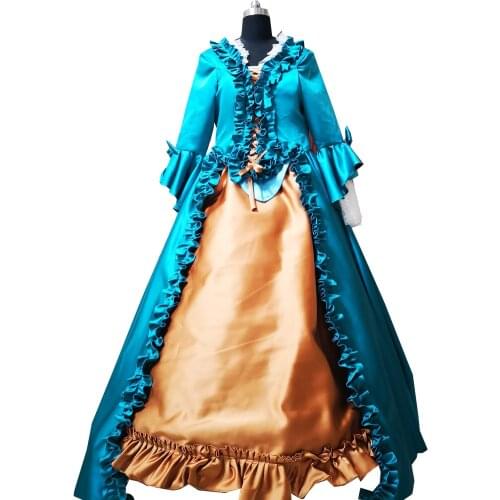 2020 New blue Vintage costumes 18th Duchess Retro medieval Renaissance Reenactment Theatre Civil war Victorian dress D-576
