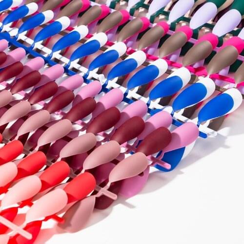 24pcs Detachable Fake Nails Matte Full Short Round False Nail Tips For Nail Art Extension Manicure DIY