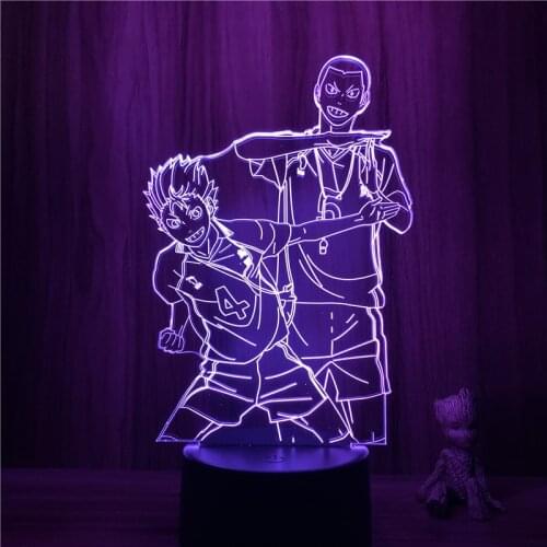 3D Lamp Anime Haikyuu Nishinoya Tanaka Smile LED NightLight Figure 7 Colors Touch Table Bedroom Decor Night Light Gift