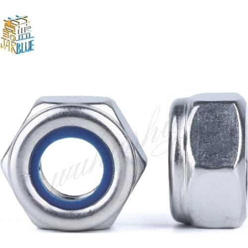 5/10/20/50Pcs DIN985 M2 M2.5 M3 M4 M5 M6 M8 304 Stainless Steel Nylon Self-locking Hex Nuts Locknut Slip Lock Nut
