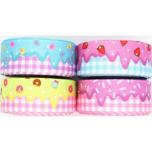 5 Yards Grosgrain Ribbon Cake Printed Ribbon 1" 25MM For Hair Bows DIY Crafts Handmade Accessories M19050602