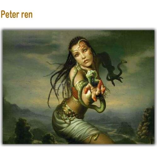 Diy Diamond painting cross stitch Full round\square diamond mosaic icons Arts and Crafts diamond embroidery "Anime snake female"