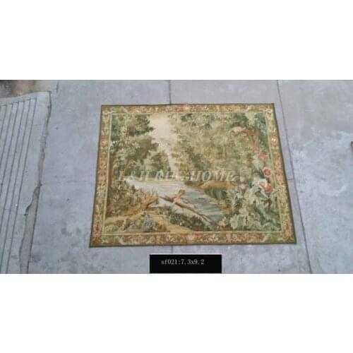 Free Shipping 100% 7.2'X9.3' Handmade wool aubusson tapestry gobelin carpet, wool tapestry paintings