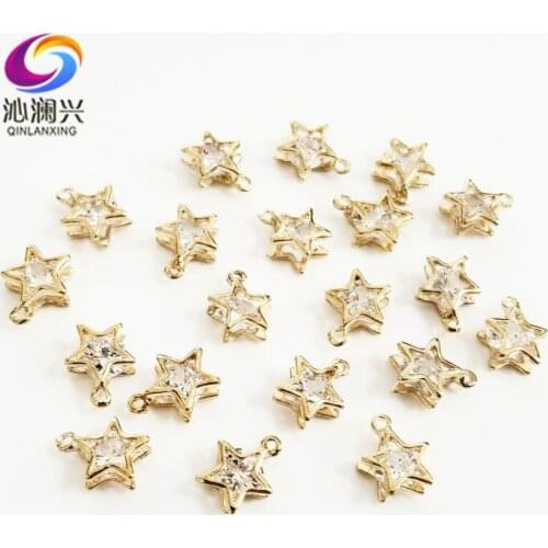Free shipping 20pcs/pack gold bottom Zircon Pendant,Super flash sew on stones for Diy/Necklace/jewelry accessories SWZG00