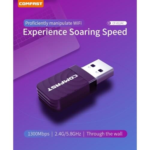 Wireless Wifi Adapter Dual Band 2.4+5 GHz 1300 Mbps 802.11AC 802.11 a/b/n/g/ac Wi fi Antenna In Stock!Comfast High Speed USB 3.0