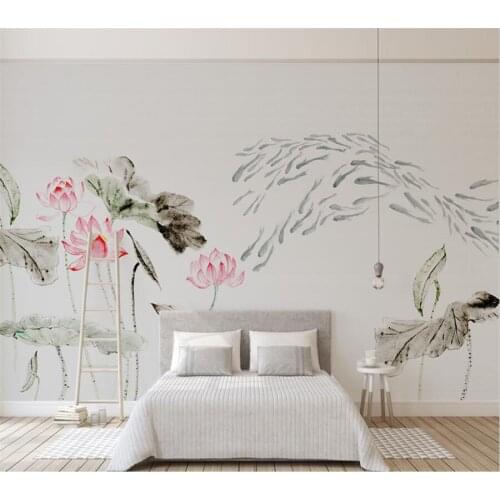 Wellyu Customized large mural 3d wallpaper new Chinese Zen ink lotus TV background living room bedroom background wallpaper