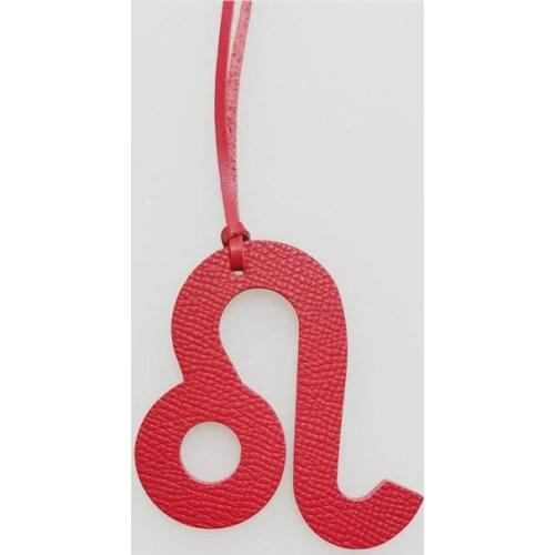 Constellation Leo Keychain 100% Real Leather For Couple/Lover Gift Womens Charm Bag Pendant Fashion Color Car Keyring Accessory