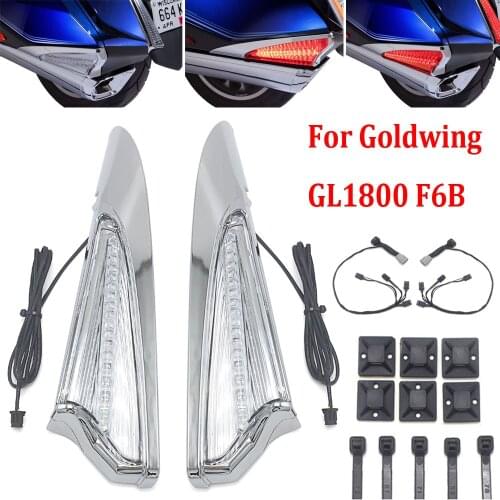 For HONDA Gold Wing GL 1800 Goldwing GL1800 F6B 2018 -UP Motorcycle Rear Saddlebag Accent Swoop LED Light Case Cover Chrome 2020