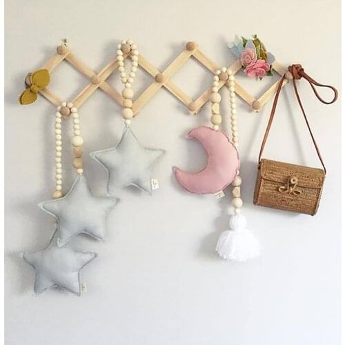 Wooden Expanding Clothes Hanger Expandable Coat Rack Holder Shelf Hat Closet Wall Hook Home Decor