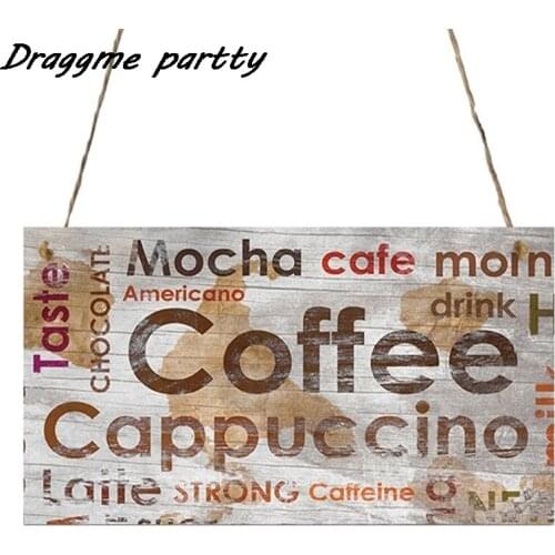 Wooden Coffee Hanging Tag Gift Kitchen Tag Retro Pendant Plate Sweet Cafe Decoration Sign Wall Door Hanging Plaque
