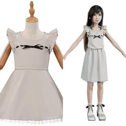 Kids Final Fantasy VII Tifa Lockhart Cosplay Costume Dress Halloween Carnival Suit For Girls