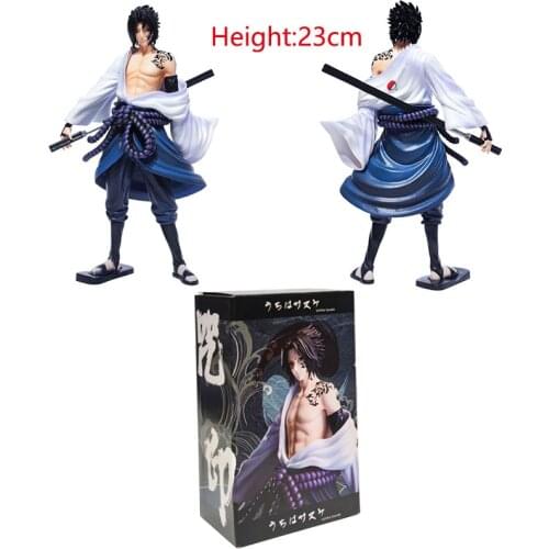 23cm Naruto Uchiha Sasuke Action Figures Anime Model Figure PVC Q Version Statue Collectible Toys Doll Figma for Kids Boxed