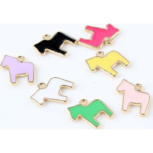 Hot New 20pcs DIY fashion dangle charms enamel horse alloy charms pendants for necklace clothing handmade jewelry Accessories