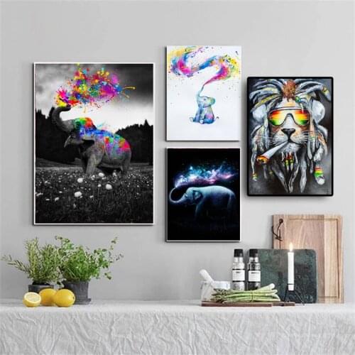 Street Graffiti Art Animal Giraffe Dog Canvas Painting Wall Art Posters Prints Wall Picture for Kids Bedroom Home Wall Cuadros