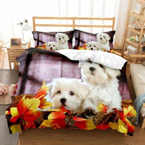 Lovely Little Pet Dog Bedding Set Animal Comforter 3D Print Luxury Duvet Cover Set Home Textile Decor Queen King Single Size