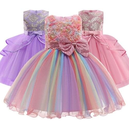 Summer dress girl dress sleeveless bowknot gauze princess dress flower girl tulle dress party wedding dress ball gown for girl