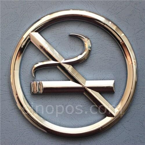 Metallic Colored No Smoking Circular Symbol Sign Adhesive, large signage door wall non-smoking tobacco prohibit round 3D decals