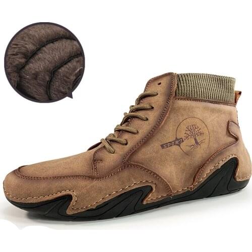 Men Winter Warm Plush Snow Boots BIg Size 48 Sneakers Spring Autumn Casual Work Shoes Male Outdoor Ankle Oxfords Dress Zapatos