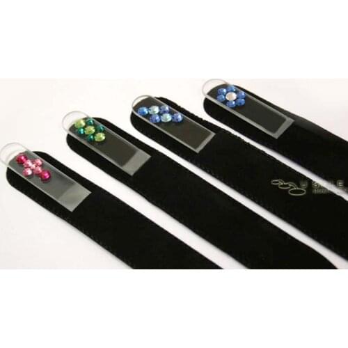 Crystal Nail file In Black velvet Pouches/Sleeve 8 colors to Chose,Nail Art File Rhinestone ADORNED as you likeNF014