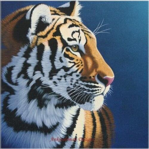 Embroidery Counted Cross Stitch Kits Needlework - Crafts 14 ct DMC color DIY Arts Handmade Decor - Tiger Blue
