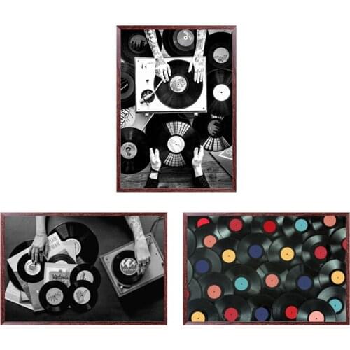 Vinyl Records Lovers Wall Art Canvas Painting Nordic Poster And Print Vintage Photo Black White Wall Picture Living Room Decor