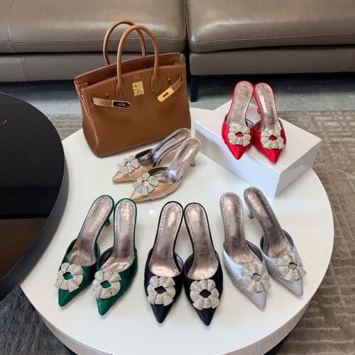 2021 New Fashion Womens Sandals Genuine Leaather Shoes Luxury Brand Design Shoes Hot Sell Ladies Wedding Shoes Pointed Toe Shoe