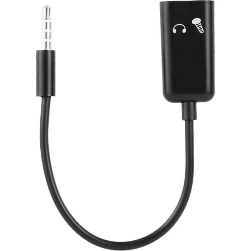 New 3.5mm Mobile Phones Headphone Microphone Stereo Audio Splitter Adapter Cable For Iphone For Samsung Black Easy to Take Along