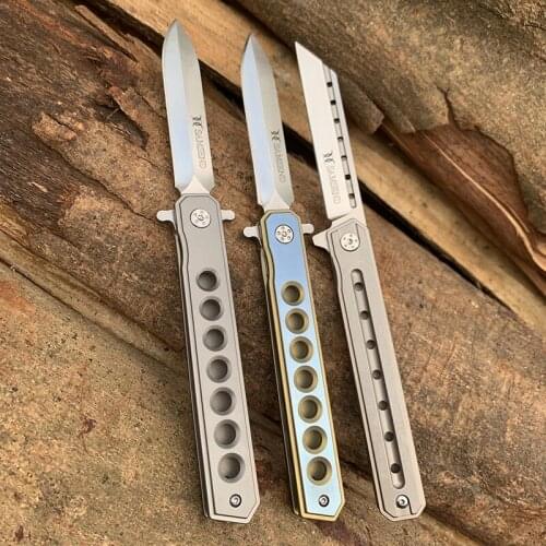 New tactical folding knife titanium alloy second generation commander bearing system D2 hunting adventure knives outdoor tool