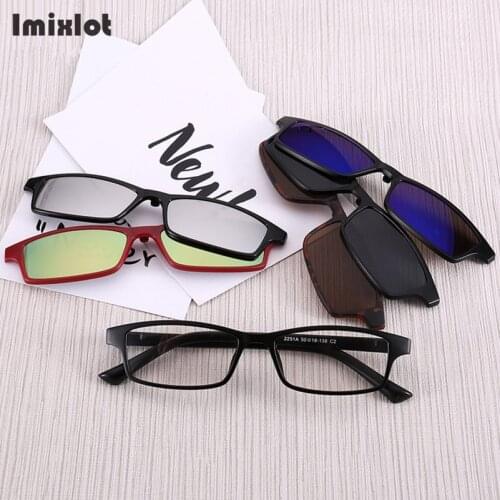 Imixlot 5 In 1 Magnetic Clip On Glasses Polarized Sunglasses Men Women Optical Prescription Eyewear Frame Myopia Glasses Clips