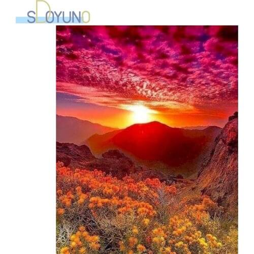 SDOYUNO 60X75cm Painting By Numbers Kits Sunset At Dusk DIY Paint By Numbers On Canvas Scenery Frameless Handpaint Home Decor