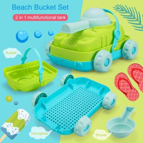 Silicone Beach Toys Baby Beach Play Set Children Sandbox Set Summer Sand Play Sand Dredging Tools Sand Water Game Beach Cart
