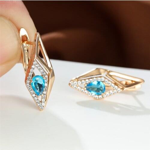 Cute Water Drop Zircon Hoop Earrings Boho Gold Color Small Earrings Luxury Crystal Multicolor Stone Geometric Earrings For Women
