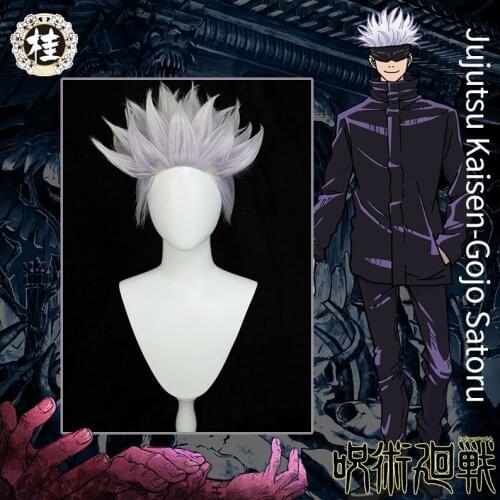Pre-sale UWOWO Gojo Satoru Wig Anime Jujutsu Kaisen Cosplay Wigs Short Styling Hair 28cm Gradual Purple White Heat Resistant