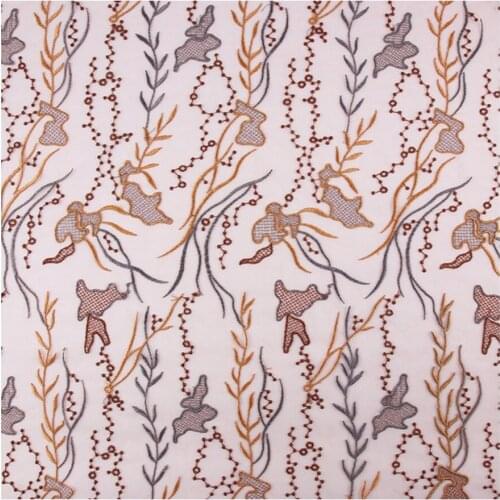 Leaves Plant Embroidered Lace Trim Tulle Mesh Lace Fabric DIY Lady Dress Sewing Craft V2812