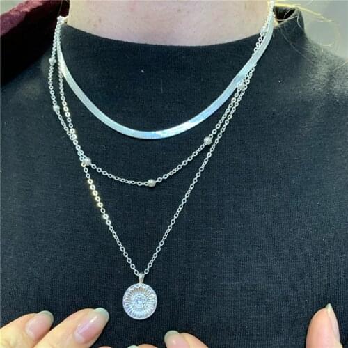 Star Jewelry Cute Heart Love Simple Multi layer Choker Necklace Statement Chain Lotus Boho Pendants Necklaces Bijoux Female
