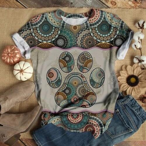 Summer fashion layered digital print fashion round neck short sleeve T-shirt woman