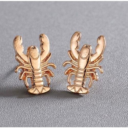 Chandler lobster Earring For Women Cute Exaggerated Boho Ocean Beach Sea Vintage Stud Earring Statement Summer Jewelry Brincos