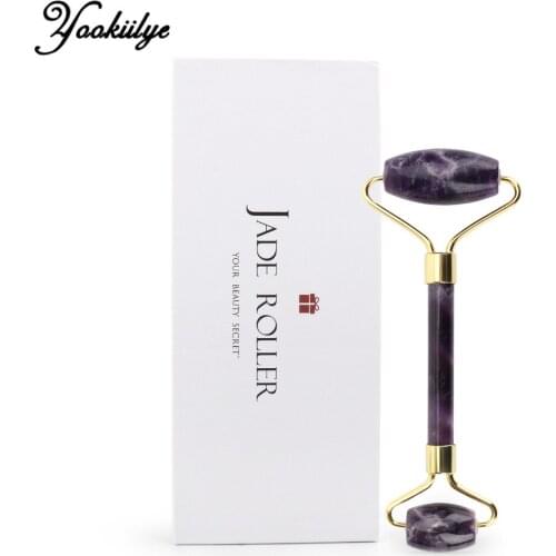 1pc Natural Jade Roller Massager Amethyst Facial Massage Roller Face-lift Anti-wrinkle Massage Skin Care Tool for Face Back Chin