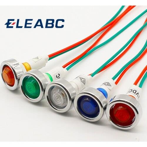 10pcs 10mm 12V LED indicator light with 18cm wire sigal lamp
