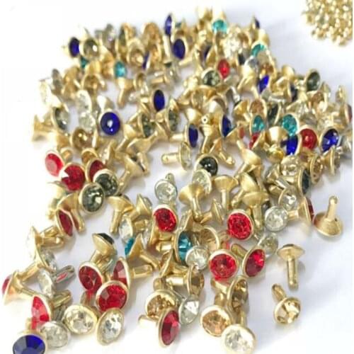 100PC/Set Multicolor Rhinestone Crystal Rivets DIY Clothing Bag Leather Crafts Decoration Garment Sewing Glass Drill Nail Button